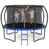 14FT Outdoor Big Trampoline Inner Safety Enclosure Net, Ladder, PVC Spring Cover Padding