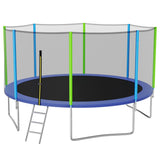 14FT Trampoline Kids with Safety Enclosure Net, Ladder & 8 Wind Stakes