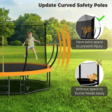 14FT Trampoline for Kids and Adults, Outdoor Trampolines with Curved Fiberglass Rods