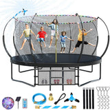 14FT Trampoline for Kids and Adults, Outdoor Trampolines with Curved Fiberglass Rods