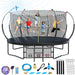 14FT Trampoline for Kids and Adults, Outdoor Trampolines with Curved Fiberglass Rods