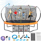14FT Trampoline for Kids and Adults, Outdoor Trampolines with Curved Fiberglass Rods