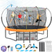 14FT Trampoline for Kids and Adults, Outdoor Trampolines with Curved Fiberglass Rods