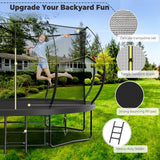 14FT Trampoline for Kids and Adults, Outdoor Trampolines with Curved Fiberglass Rods