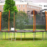 14FT Trampoline with Basketball Reinforced Jumping Mat and Ladder