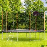 14FT Trampoline with Basketball Reinforced Jumping Mat and Ladder