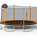 14FT Trampoline with Basketball Reinforced Jumping Mat and Ladder
