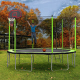14FT Trampoline with Basketball Reinforced Jumping Mat and Ladder