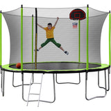 14FT Trampoline with Basketball Reinforced Jumping Mat and Ladder