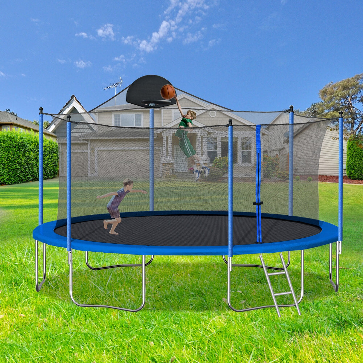 14-foot Trampoline with Basketball Hoop