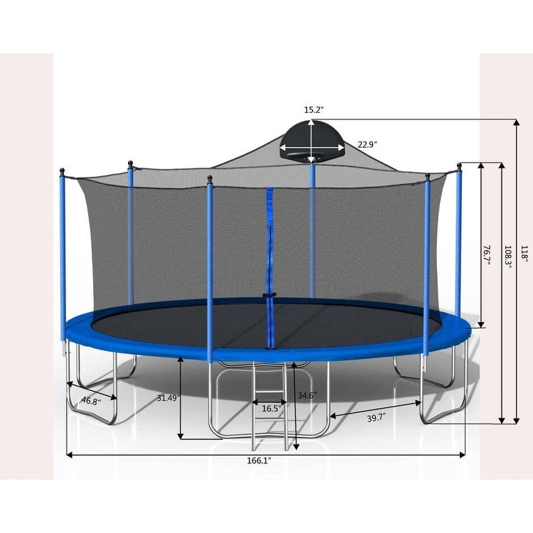 14-foot Trampoline with Basketball Hoop