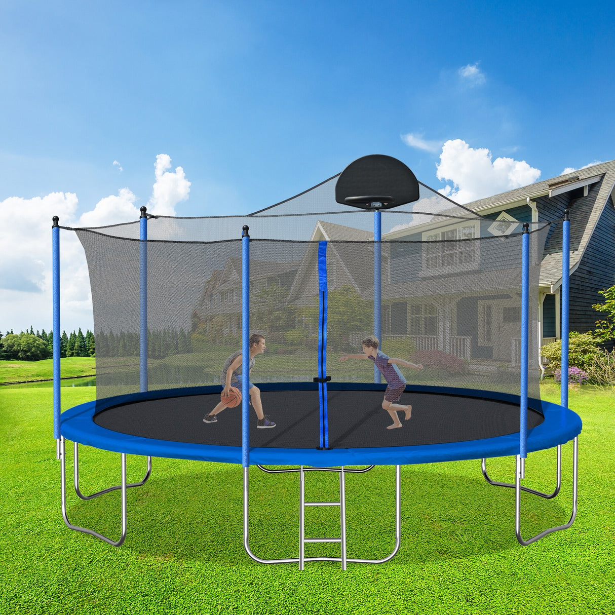 14-foot Trampoline with Basketball Hoop