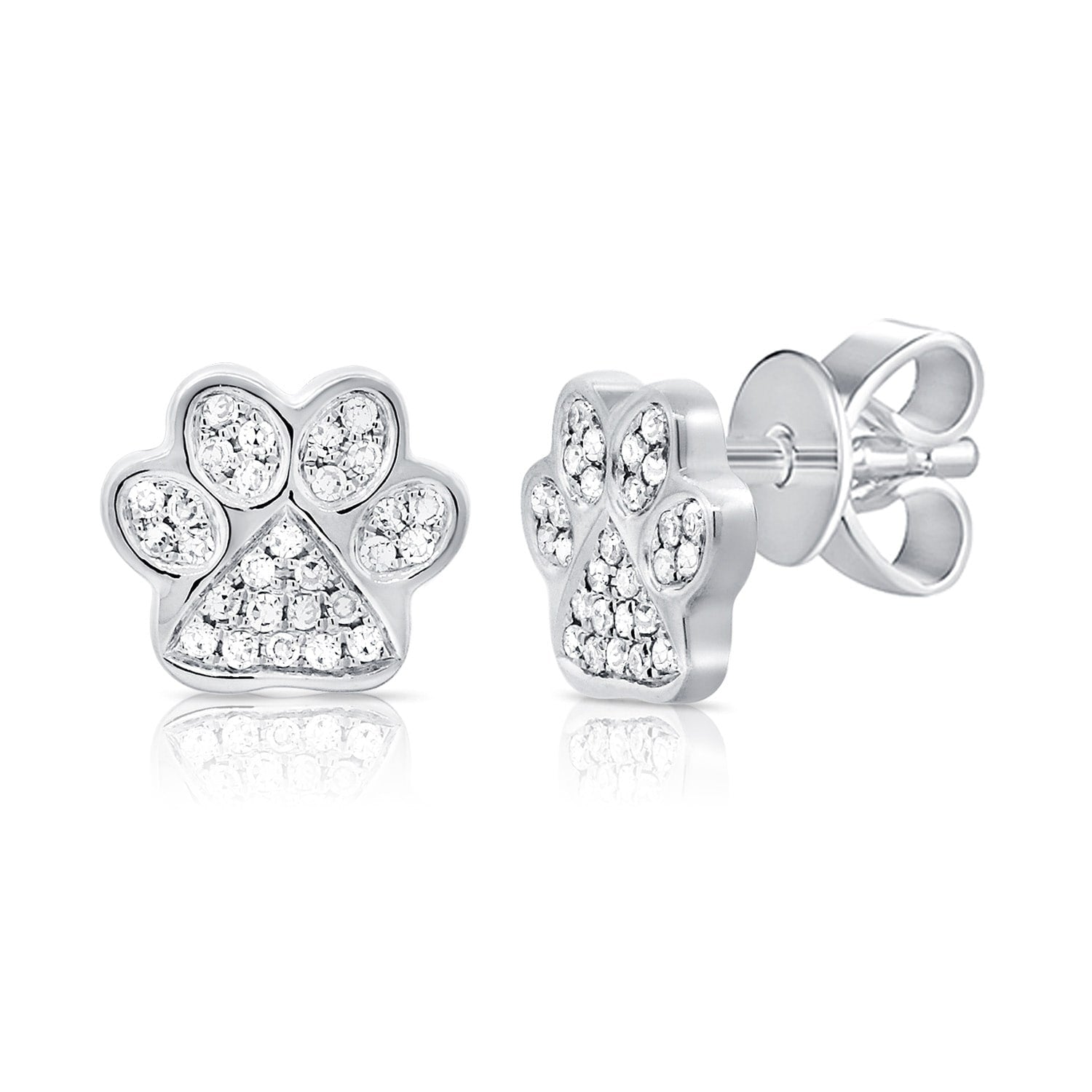 Joelle Collection Diamond Dog Paw Studs Earrings 14K Gold 1/8ct TDW