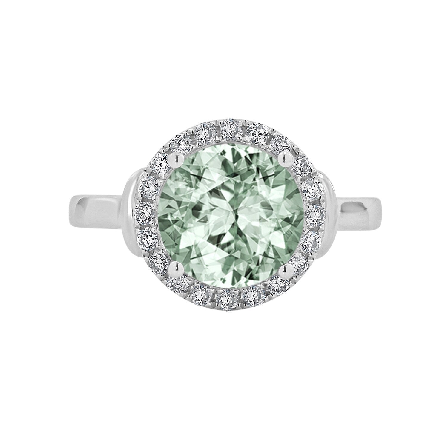 Auriya 2 1/5ct Round Green Amethyst and Halo Diamond Engagement Ring 1/4ctw 14k Gold