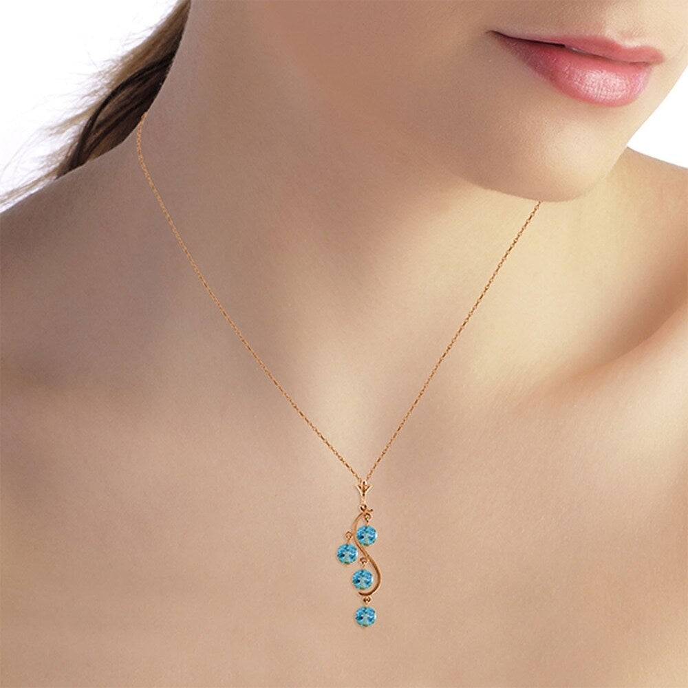 14K Rose Gold Blue Topaz Gemstone New Necklace