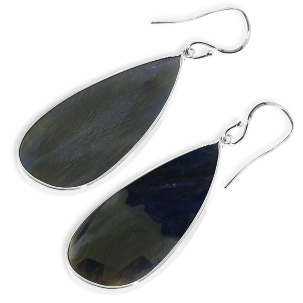 14K Solid Gold Fish Hook Natural Sapphire Gemstone Chandelier Earrings