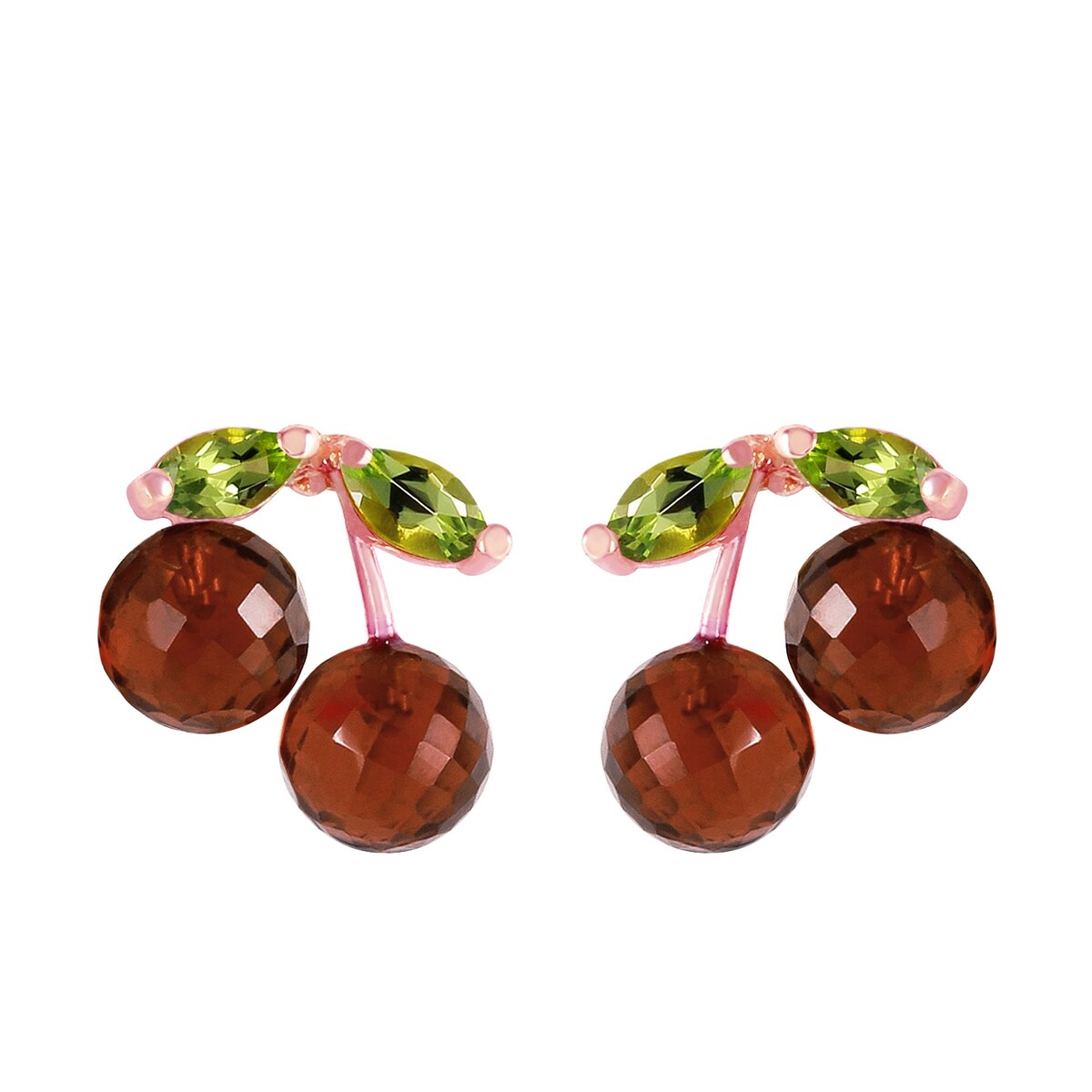 14K Solid Gold Gemstone Earrings w/ Natural Garnets & Peridots