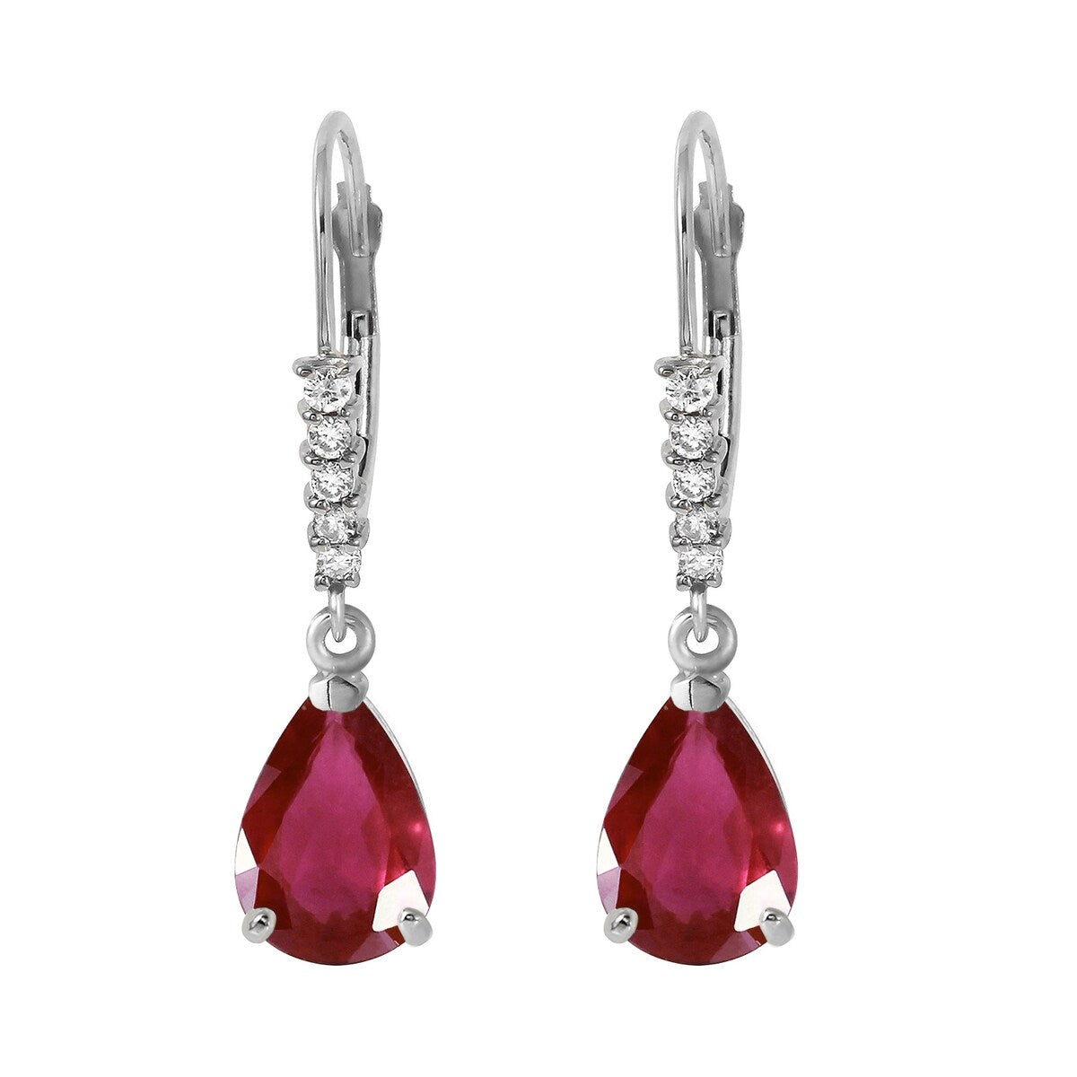 14K Solid Gold Leverback Earrings Diamond & Ruby Jewelry Deluxe