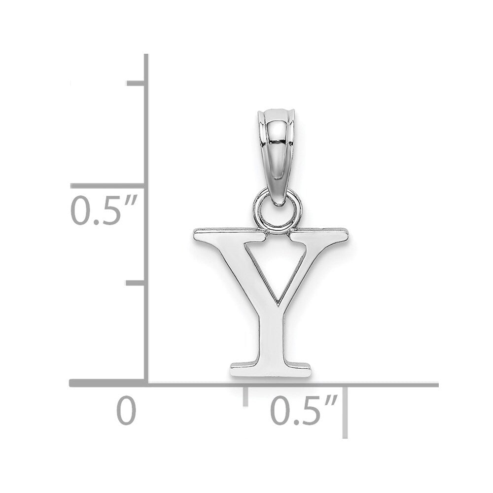 14K White Gold Polished Y Block Initial Charm