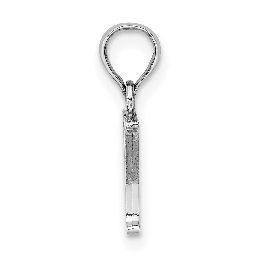 14K White Gold Polished Y Block Initial Charm