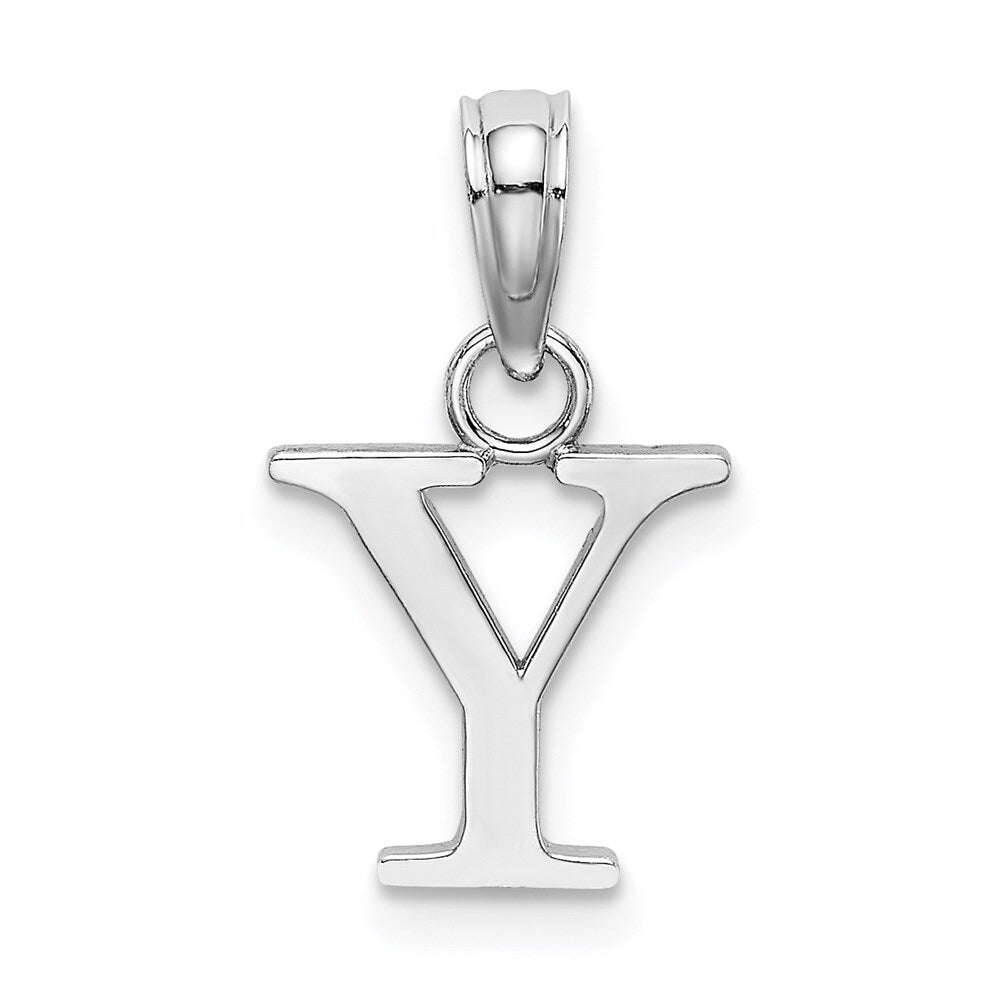 14K White Gold Polished Y Block Initial Charm
