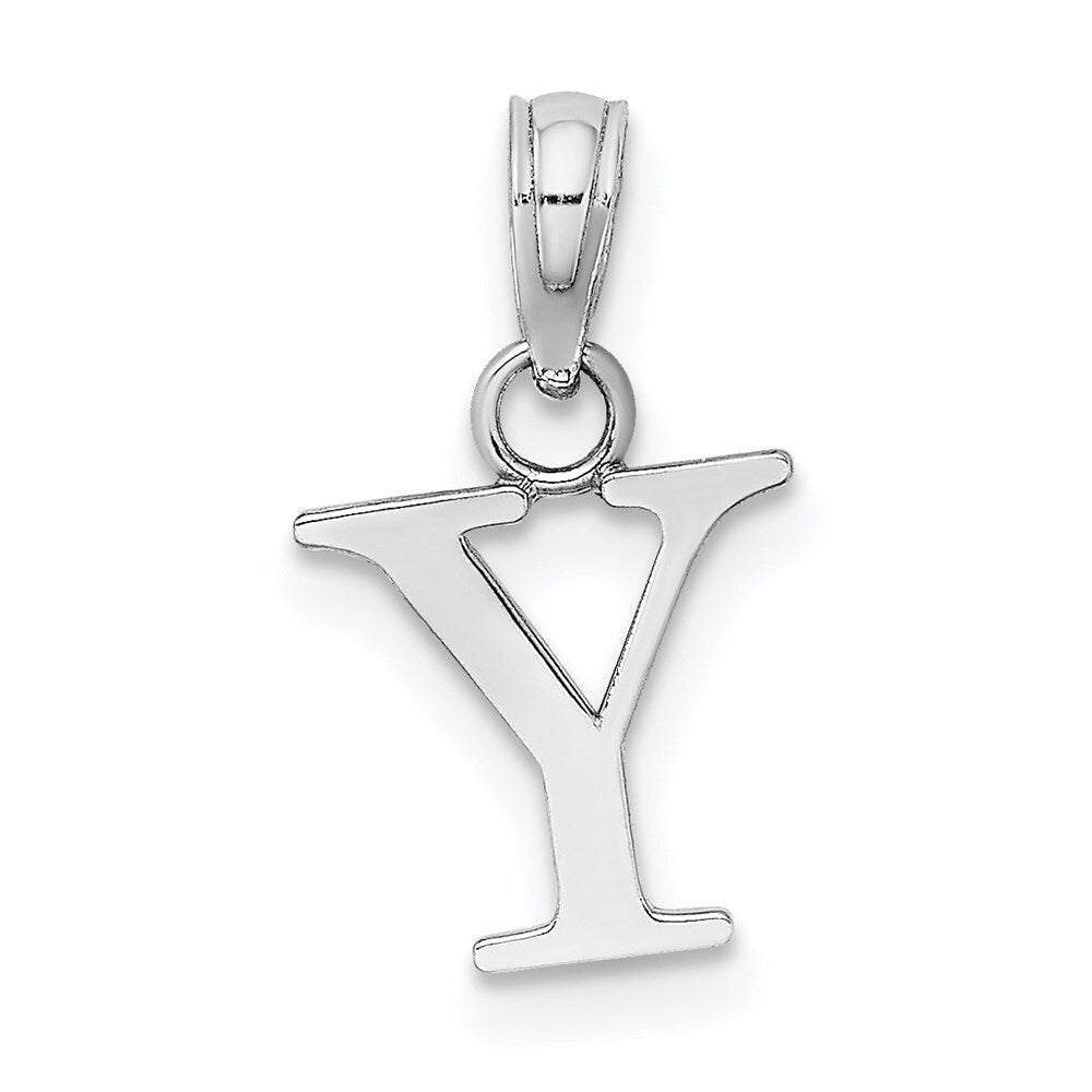14K White Gold Polished Y Block Initial Charm