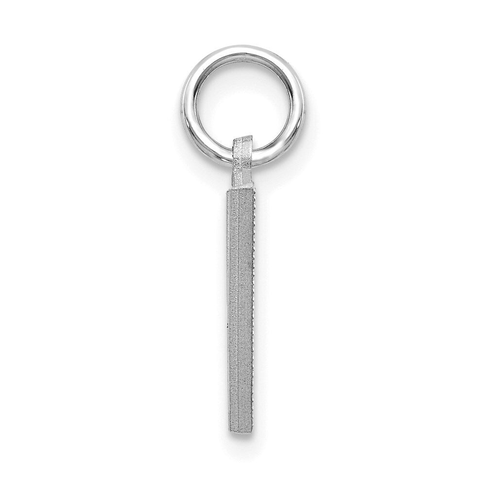 14K White Gold Satin Diamond-cut Letter V Initial Charm