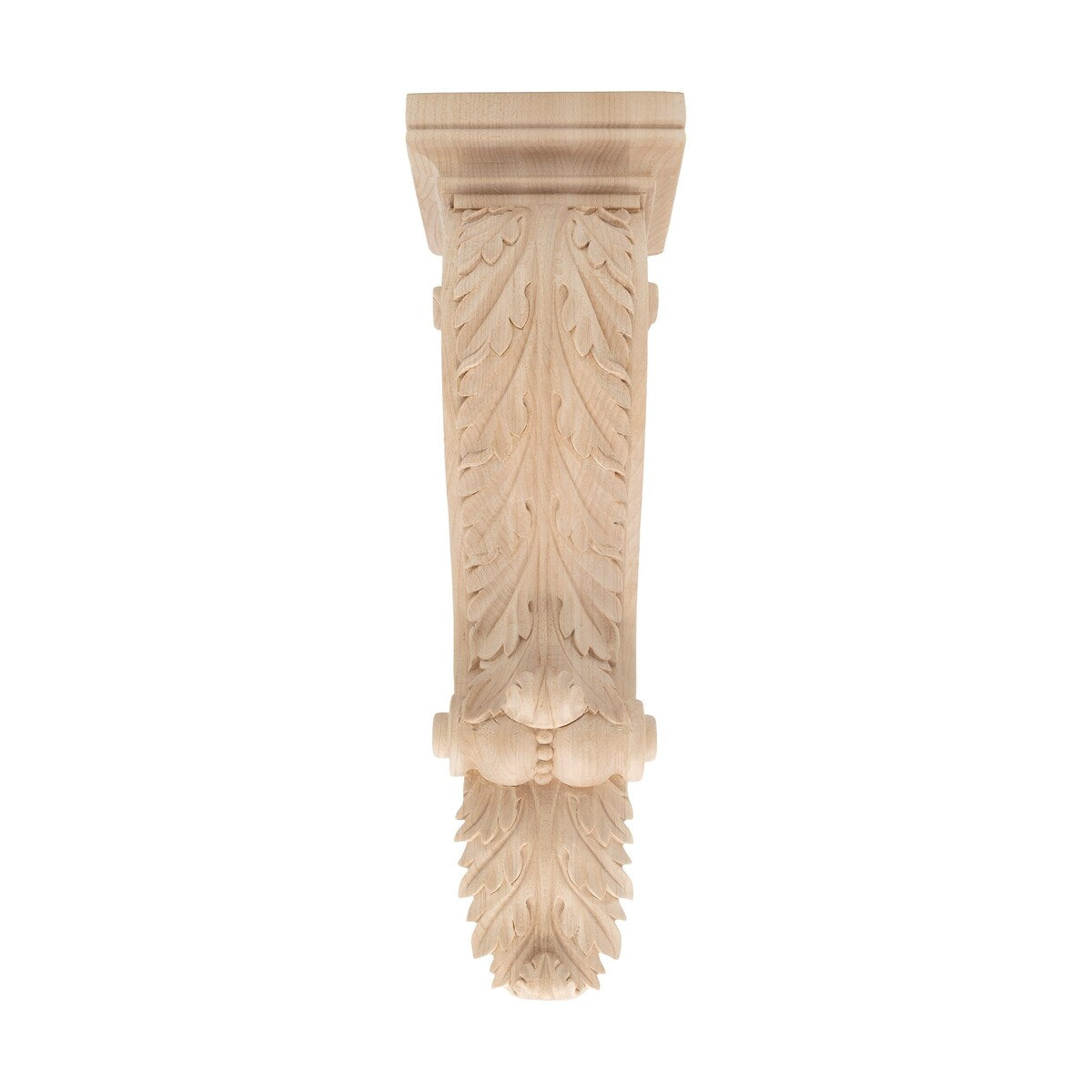 14" x 4-3/8" x 3-3/4" Large Hand Carved Maple Acanthus Leaf Corbel