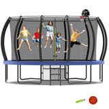 12ft/14ft/15ft/16ft Trampoline for Kids and Adults, Outdoor Trampolines with Curved Poles, Pumpkin Shaped