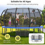 12ft/14ft/15ft/16ft Trampoline for Kids and Adults, Outdoor Trampolines with Curved Poles, Pumpkin Shaped