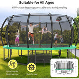 12ft/14ft/15ft/16ft Trampoline for Kids and Adults, Outdoor Trampolines with Curved Poles, Pumpkin Shaped