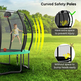 12ft/14ft/15ft/16ft Trampoline for Kids and Adults, Outdoor Trampolines with Curved Poles, Pumpkin Shaped