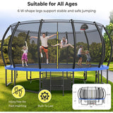 12ft/14ft/15ft/16ft Trampoline for Kids and Adults, Outdoor Trampolines with Curved Poles, Pumpkin Shaped