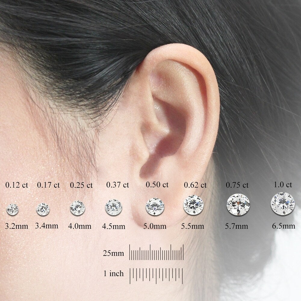 14k Gold 1 3ct TDW 6 Prong Round Solitaire Diamond Stud Earrings by Au