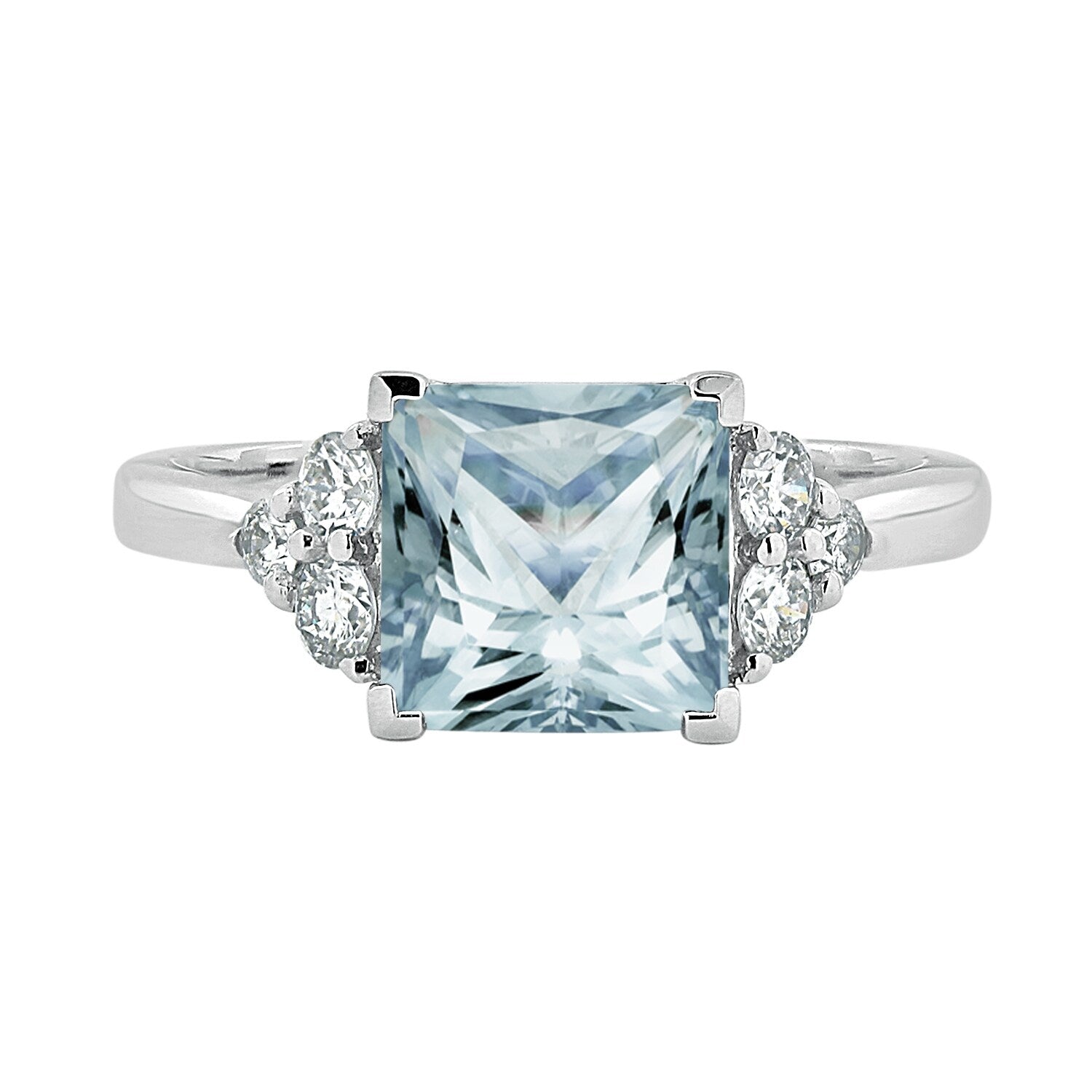 Auriya 1 7/8ct Princess-cut Aquamarine and Diamond Engagement Ring 1/3ctw 14k Gold