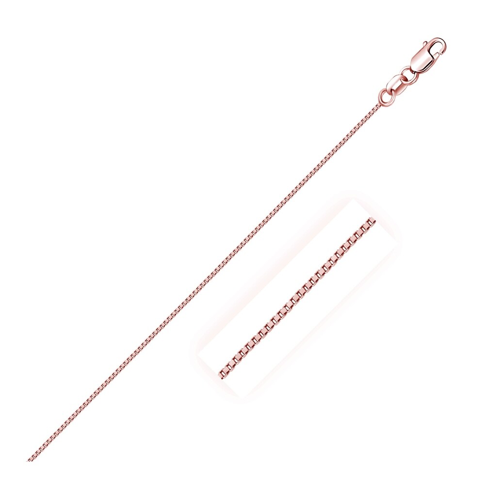 14k Solid Rose Gold Classic Box Chain Necklace 0.6mm