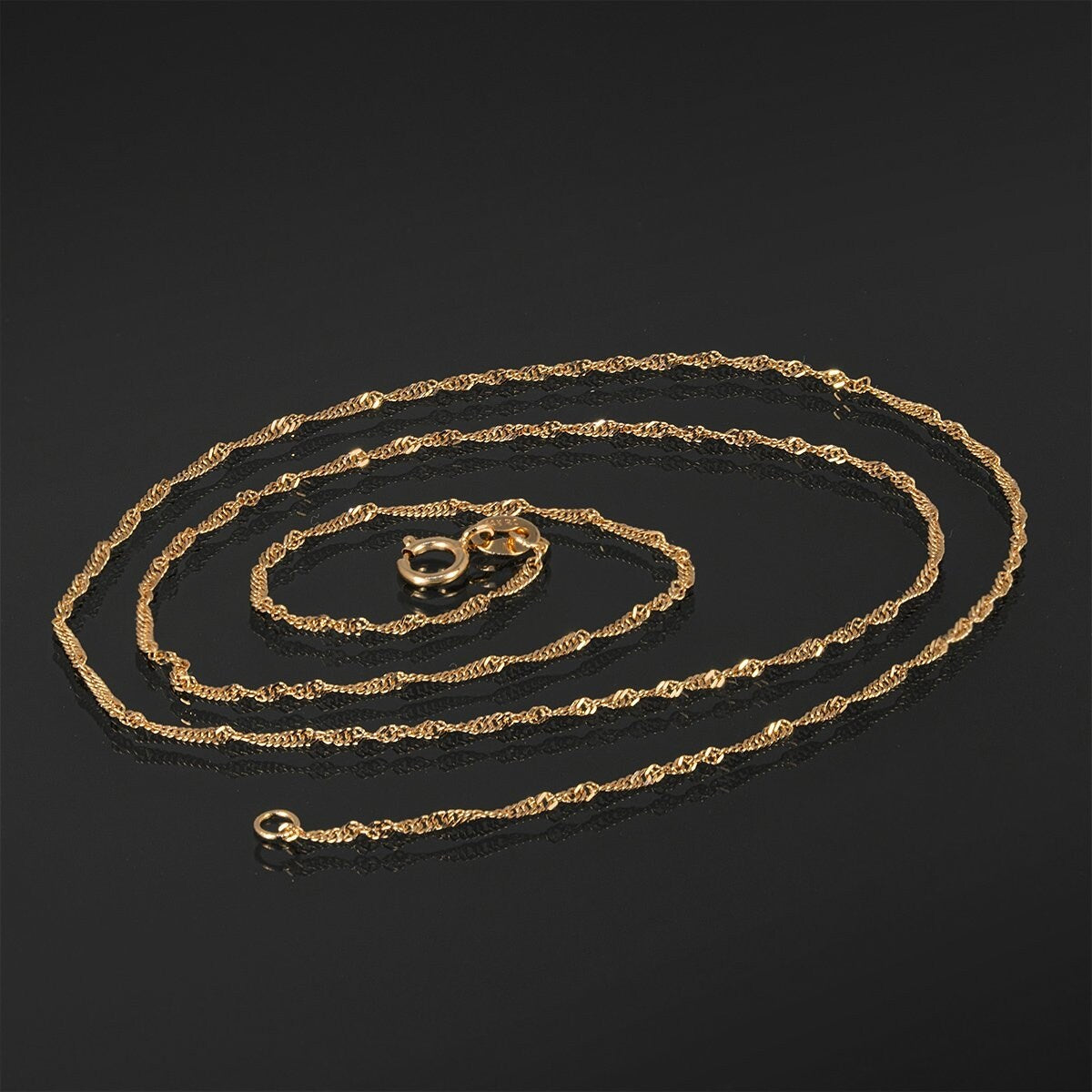 14k Solid Rose Gold Singapore Chain Necklace (1.00mm) Size 16"-24"