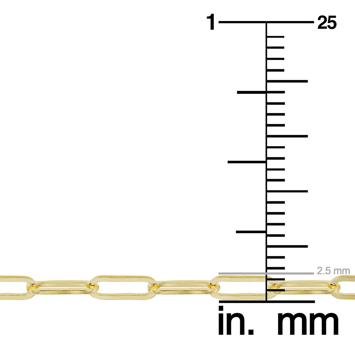 14k Solid Yellow Gold Filled 2.5 mm Paper Clip Capsule Link Chain Necklace for Women