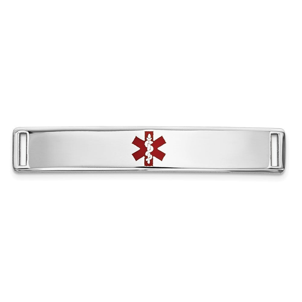14k White Gold 6.3mm Epoxy Enameled Medical ID Ctr Plate # 817 Bracelet