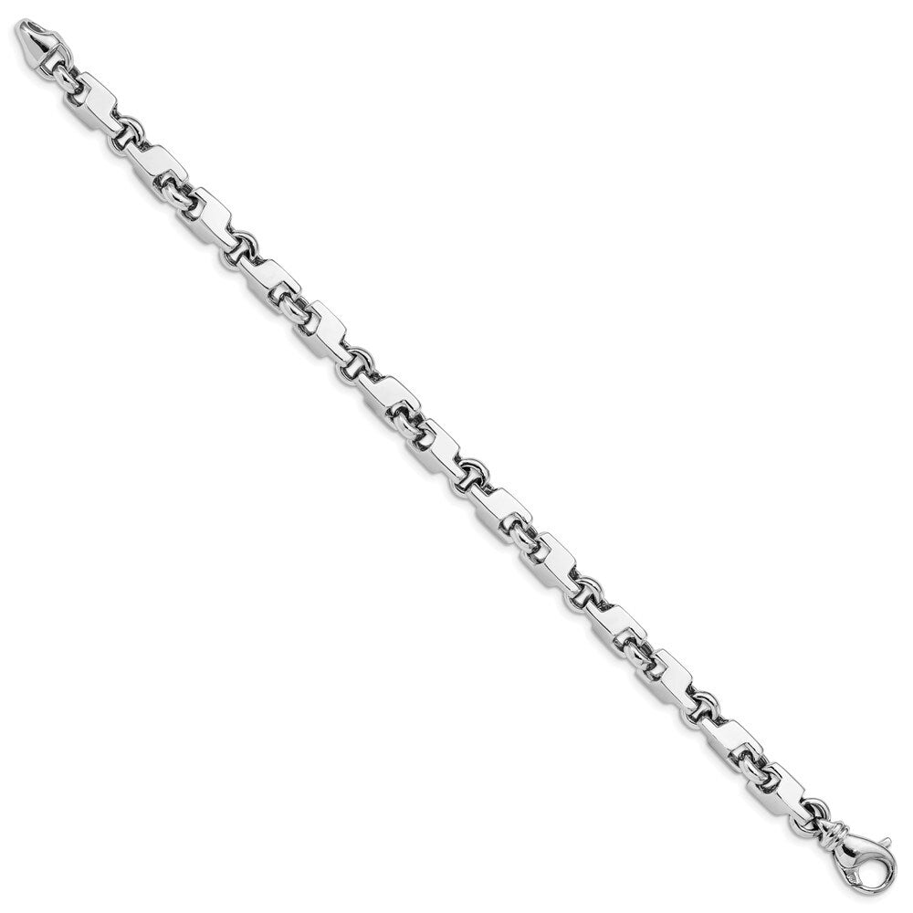14k White Gold 6.6mm Hand-polished Fancy Link Bracelet, 8.5"