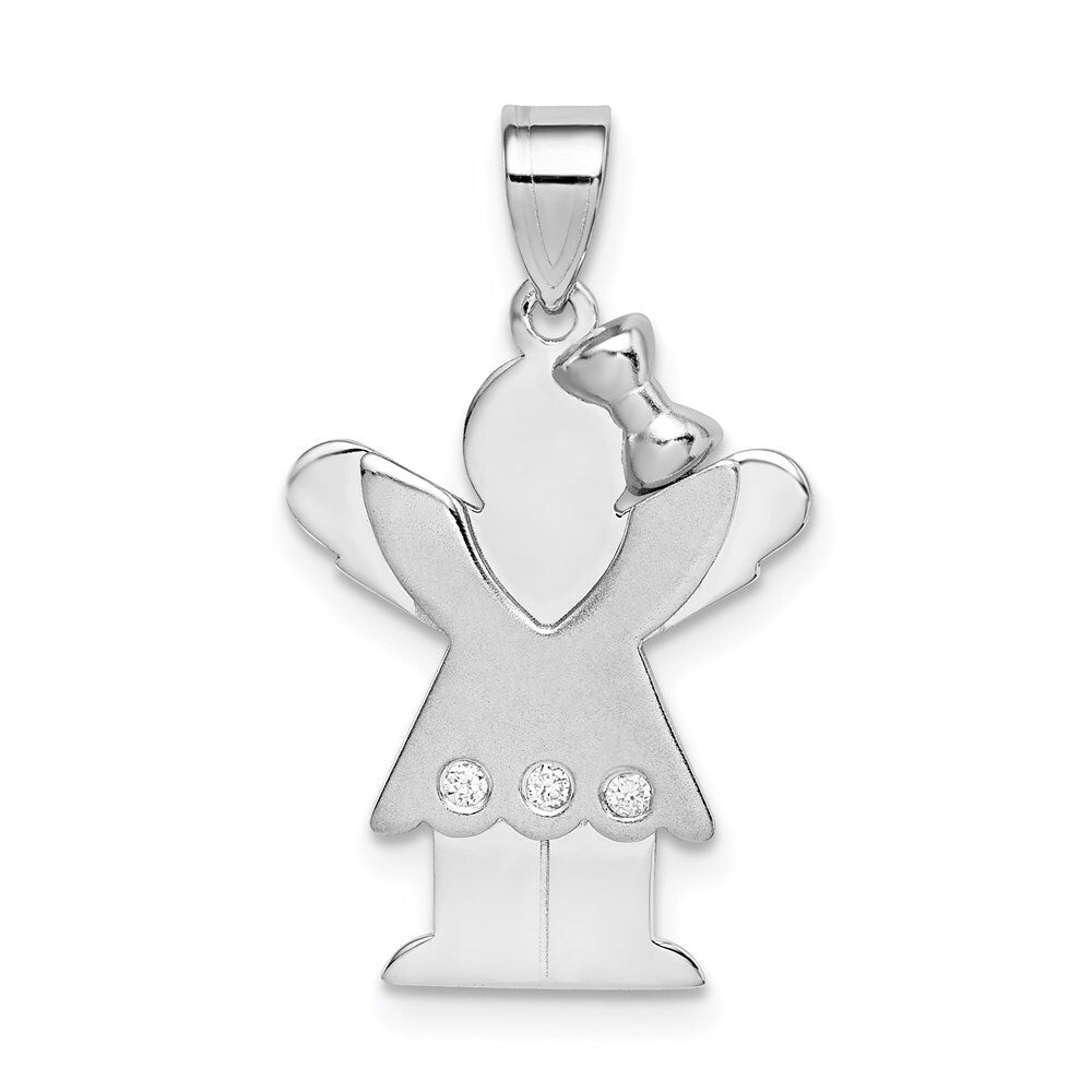 14k White Gold AA Diamond Kid Pendant