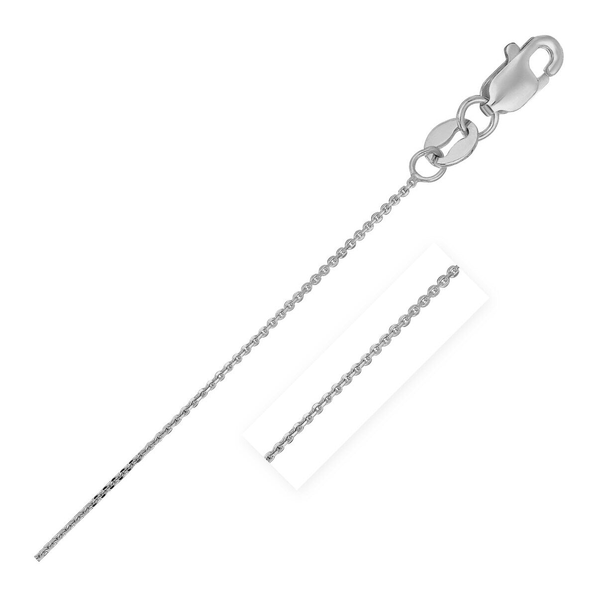 14k White Gold Cable Link Chain Necklace 0.5mm 18" inches