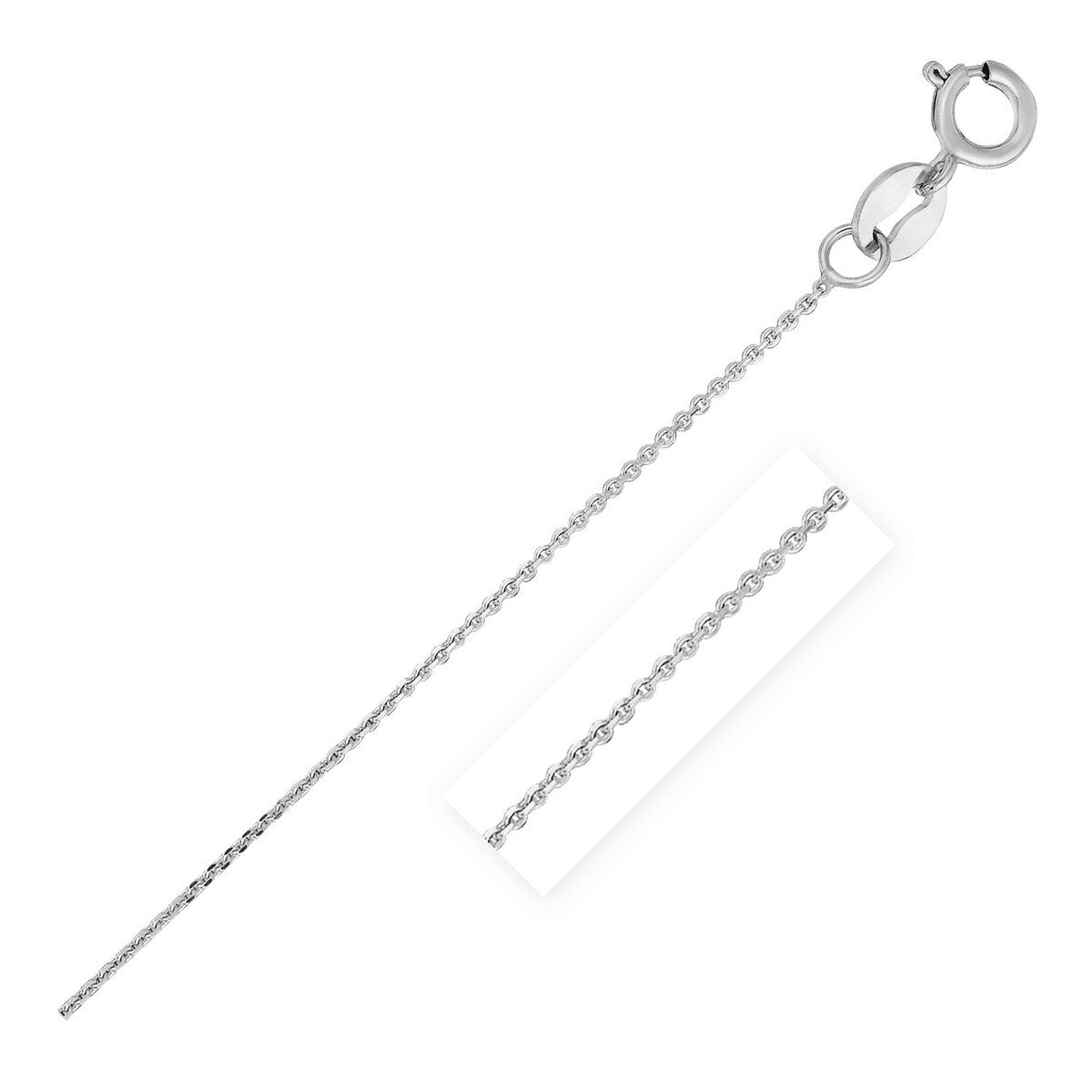 14k White Gold Cable Link Chain Necklace 0.7mm