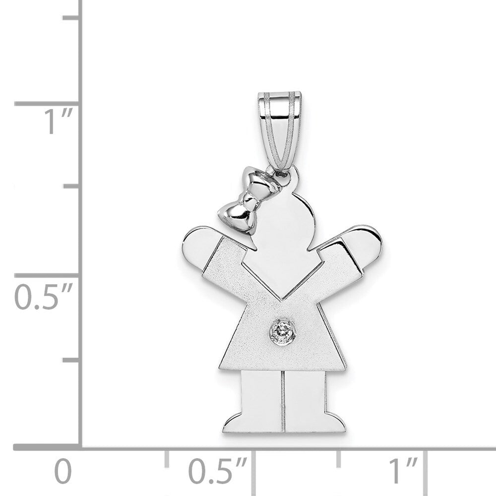14k White Gold Diamond Kid Pendant