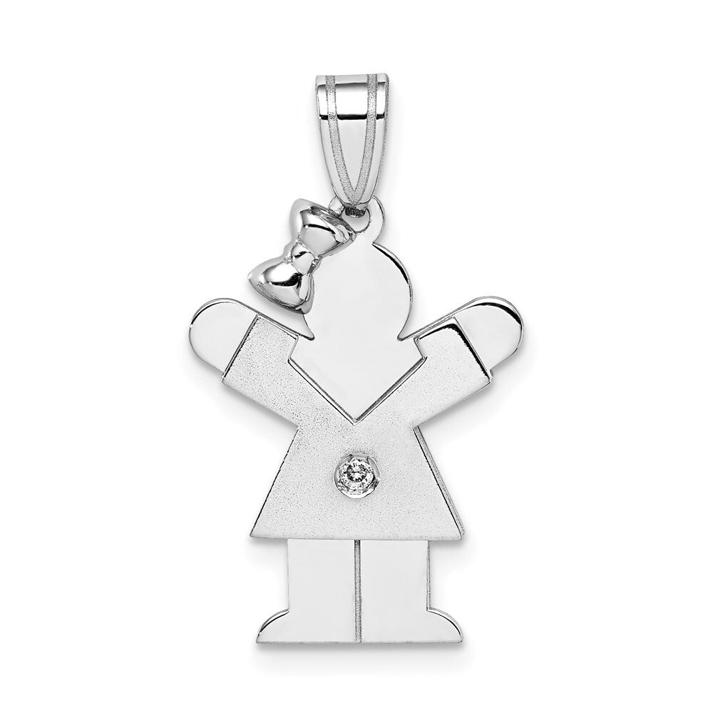14k White Gold Diamond Kid Pendant