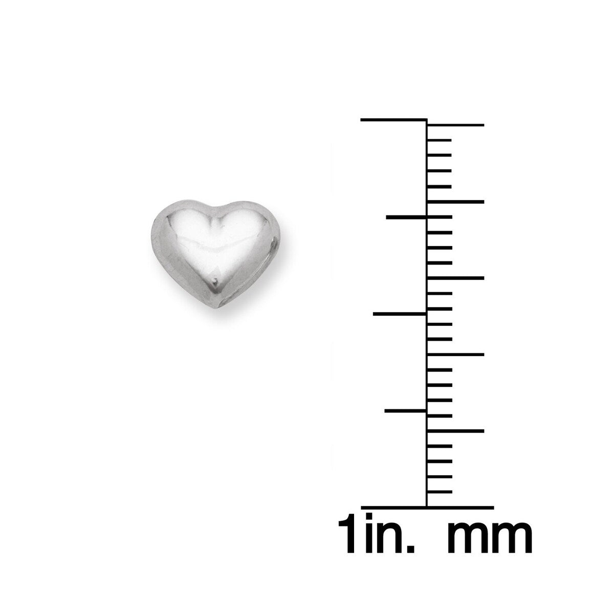 14k White Gold Puffed Heart Screw-back Earrings