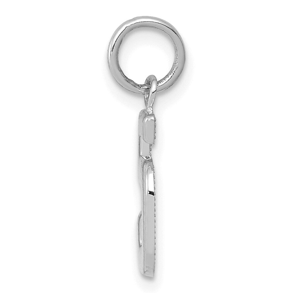 14k White Gold Small Number 5 Pendant & Charm (L-14.74mm, W-7.77mm)