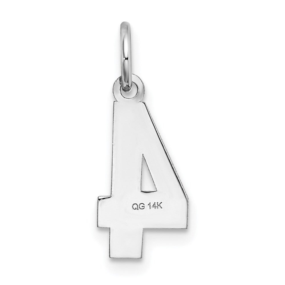14k White Gold Small Satin Number 4 Pendant for Necklace
