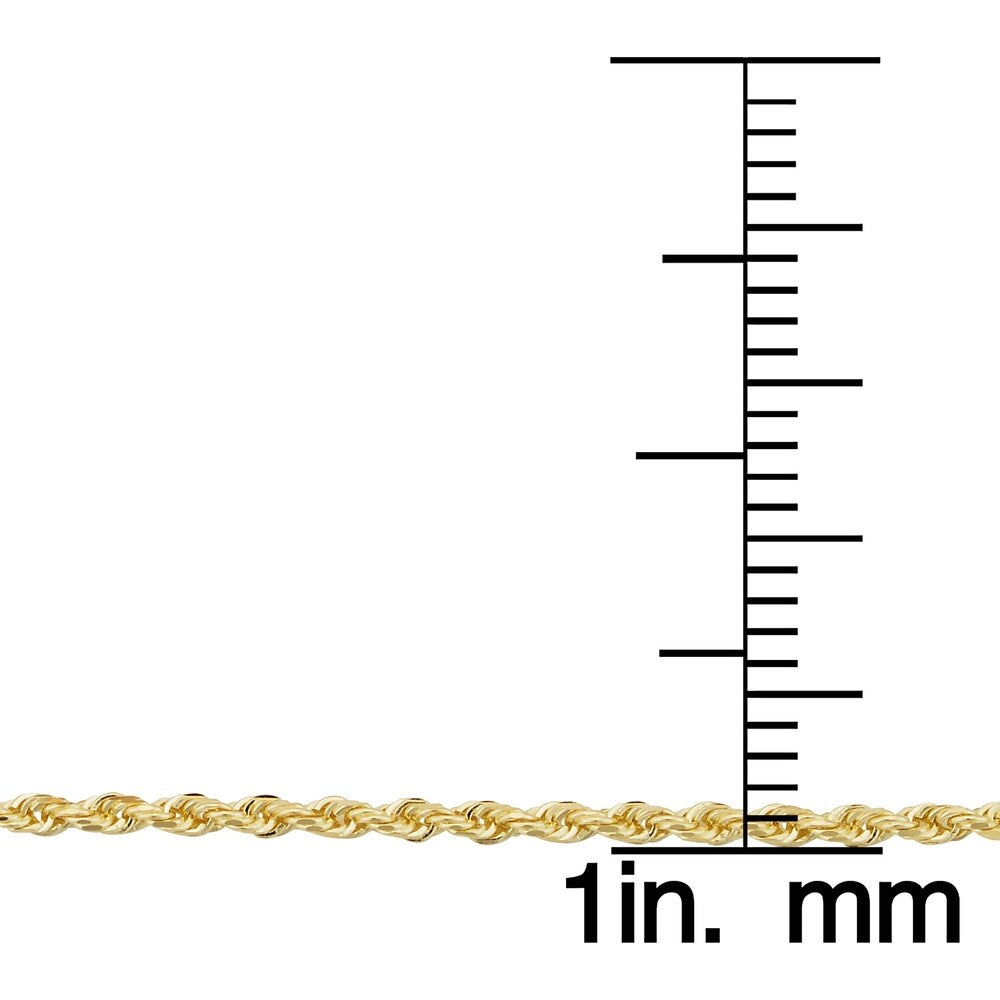 14k Yellow Gold 1.5 millimeter Rope Chain Necklace (14 - 30 inches)