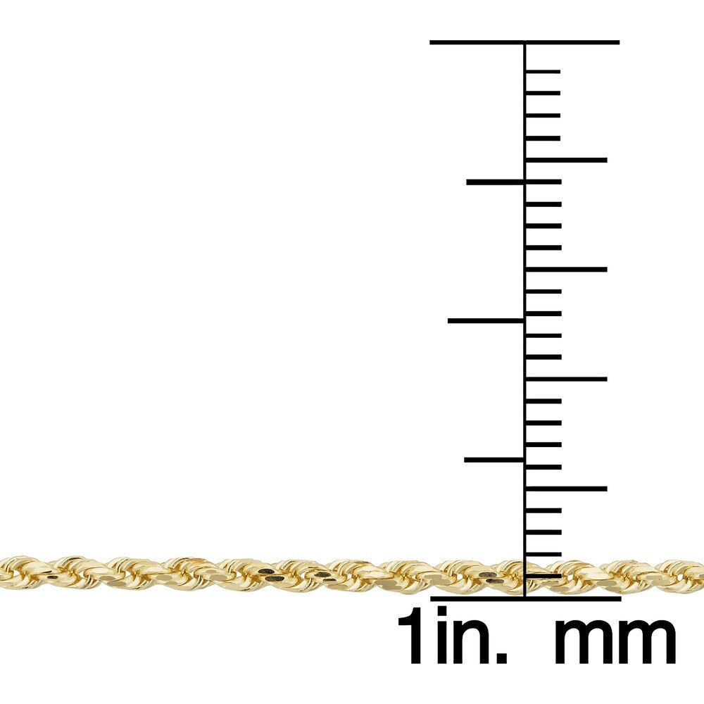14k Yellow Gold 1.9 millimeter Rope Chain Necklace (16 - 30 inches)